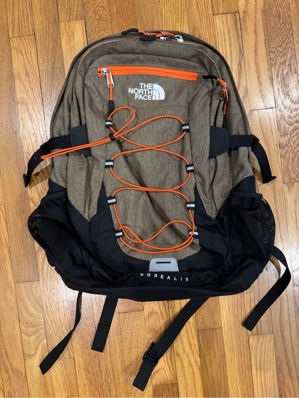 The North Face Borealis Backpack in Brown with Orange Accents